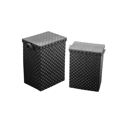 Laundry Baskets,Set of 2,Black Paper Woven