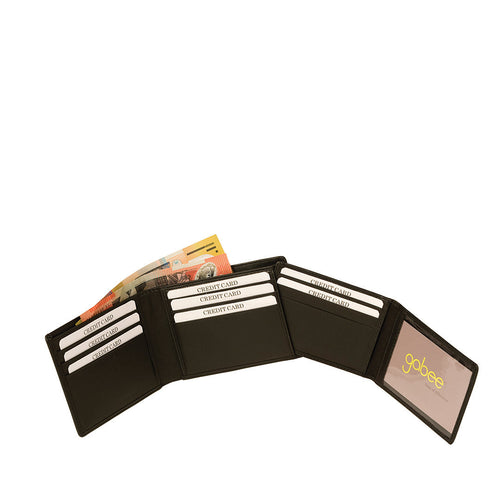 Gabee.com.au-Cobb & Co-LEATHER TRIFOLD MENS WALLET-BLACK-Mens Wallet