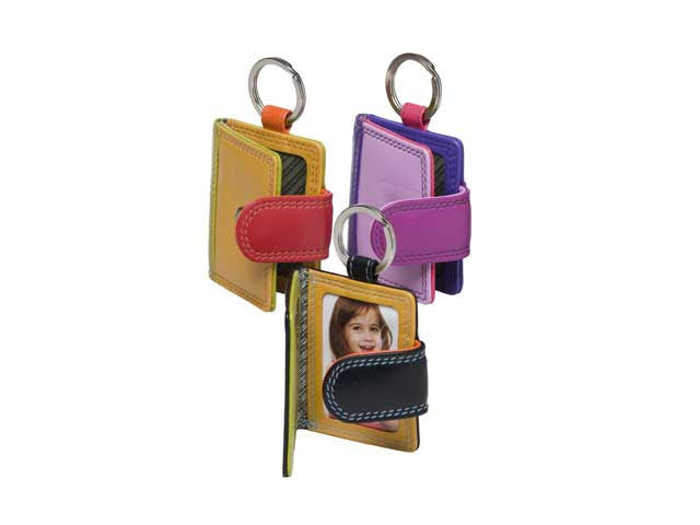 Gabee.com.au-Gabee-TOPAZ LEATHER KEY RING WITH PLASTIC WINDOW--Leather Accessories