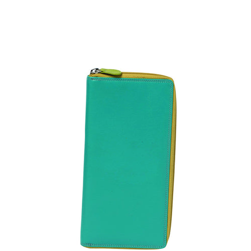 Gabee.com.au-Gabee-ZANE ZIP AROUND LEATHER TRAVEL DOCUMENT WALLET-TEAL-Womens Wallet - 1