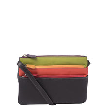 Load image into Gallery viewer, Gabee.com.au-Gabee-TESS TRI  ZIP  LEATHER BAG-BLACK-Travel Wallet - 2
