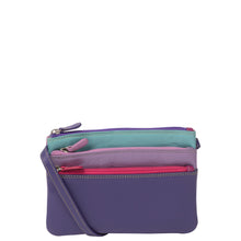 Load image into Gallery viewer, Gabee.com.au-Gabee-TESS TRI  ZIP  LEATHER BAG-PURPLE-Travel Wallet - 3
