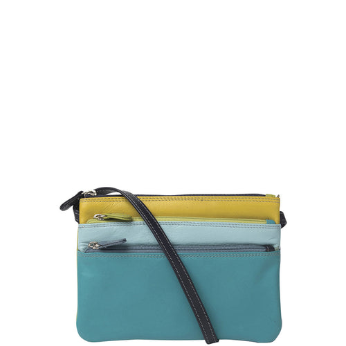 Gabee.com.au-Gabee-TESS TRI  ZIP  LEATHER BAG-TEAL-Travel Wallet - 1
