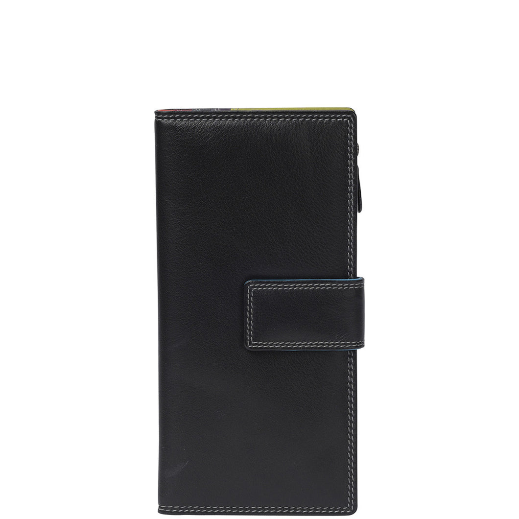 Gabee.com.au-Gabee-TWIGGY SKINNY MINI- LONG LEATHER PUR/ZIP POCKET-BLACK-Womens Wallet - 1