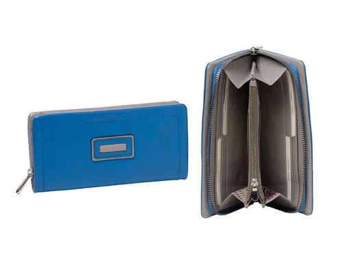 Gabee.com.au-Gabee-TWO TONE LEATHER ZIP AROUND LEATHER PURSE--Womens Wallet