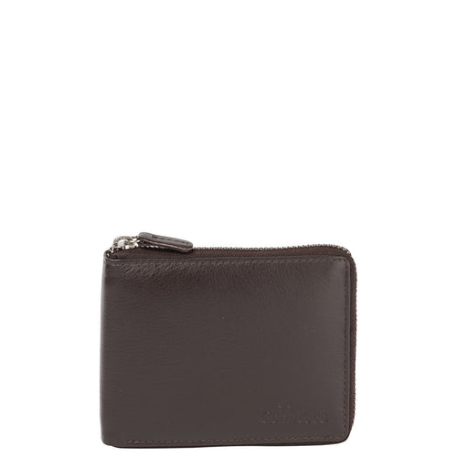 Gabee.com.au-Cobb & co-LEATHER THREE FOLD ZIP WALLET-BROWN-Mens Wallet - 1