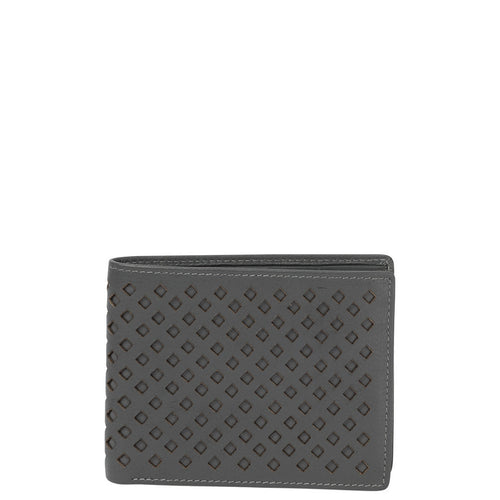 Gabee.com.au-Cobb & Co-DIAMOND LAZER CUT BIFOLD LEATHER WALLET-GREY-Mens Wallet - 1