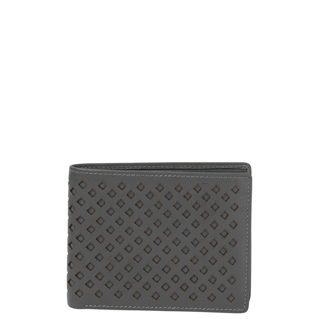 Gabee.com.au-Cobb & Co-DIAMOND LAZER CUT BIFOLD LEATHER WALLET-GREY-Mens Wallet - 1