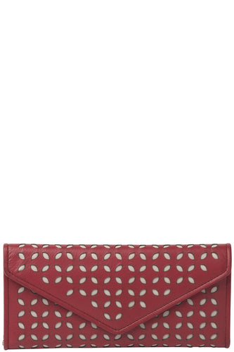 Gabee.com.au-Gabee-LEAF LASER CUT SLIM LEATHER WALLET-RED-Womens Wallet - 1