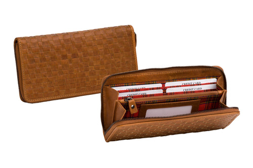 Gabee.com.au-Cobb & co-WOVEN ZIP AROUND LEATHER WALLET--Womens Wallet