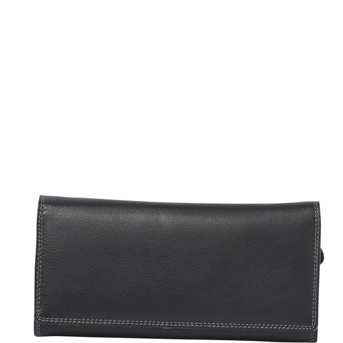 Gabee.com.au-Gabee-JESSICA SLIM LINE LEATHER WALLET-BLACK-Womens Wallet - 1