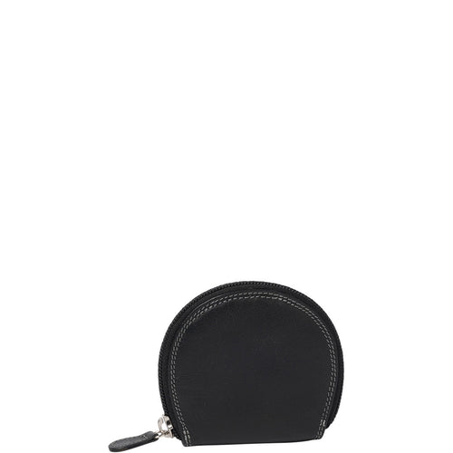 Gabee.com.au-Gabee-MOON LEATHER ZIP AROUND COIN PURSE-BLACK-Leather Accessories - 1