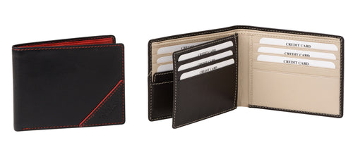 Gabee.com.au-Gabee-TWO TONE BIFOLD FLAP OVER LEATHER WALLET--Mens Wallet