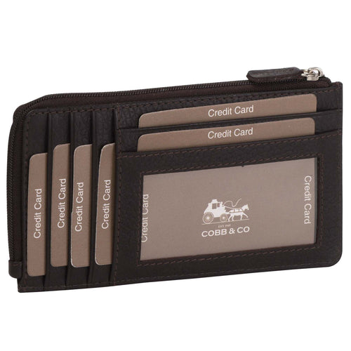 Gabee.com.au-Cobb & Co-ZIP AROUND LEATHER COIN AND CARD HOLDER--Leather Accessories