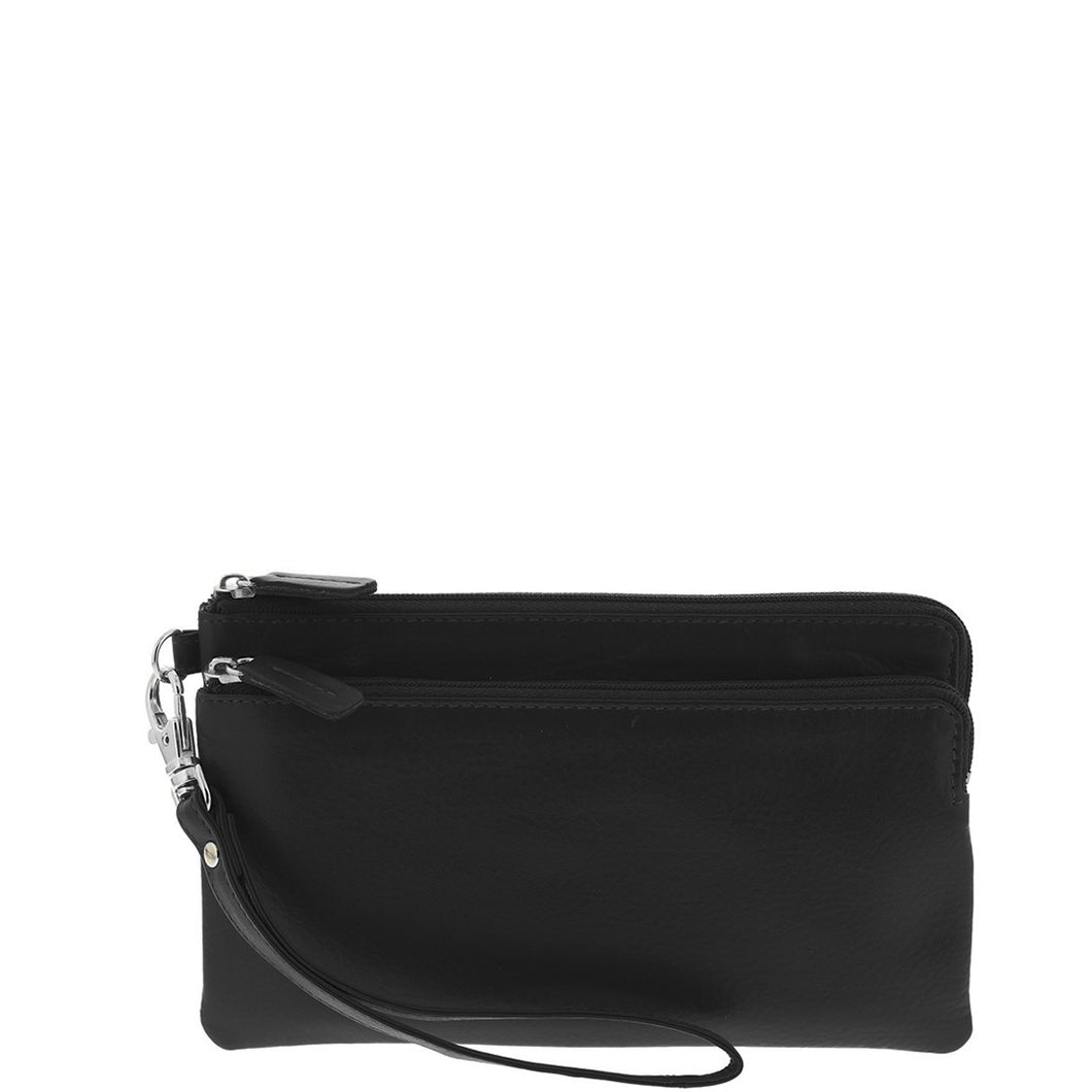 Gabee.com.au-Gabee-MANHATTAN LEATHER WRISTLET LADIES PURSE FITS IPHONE-BLACK-Womens Wallet - 2