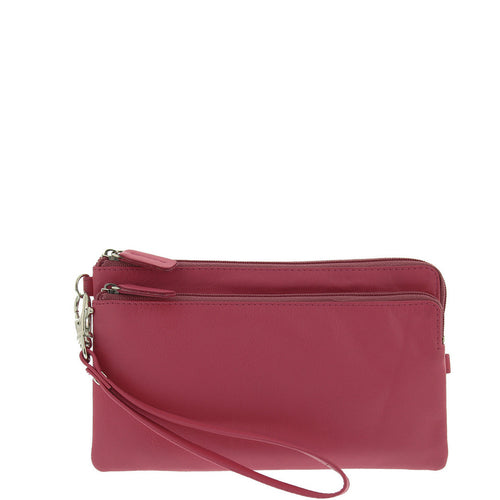 Gabee.com.au-Gabee-MANHATTAN LEATHER WRISTLET LADIES PURSE FITS IPHONE-PINK-Womens Wallet - 1