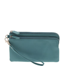 Load image into Gallery viewer, Gabee.com.au-Gabee-MANHATTAN LEATHER WRISTLET LADIES PURSE FITS IPHONE-TURQUOISE-Womens Wallet - 6
