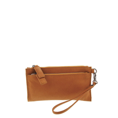 Gabee.com.au-Gabee-HARLEM LEATHER WRISTLET LADIES PURSE-ORANGE-Womens Wallet - 1