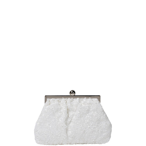 Gabee.com.au-Gabee-PAULINE  SEQUIN CLUTCH-WHITE-Clutch - 1