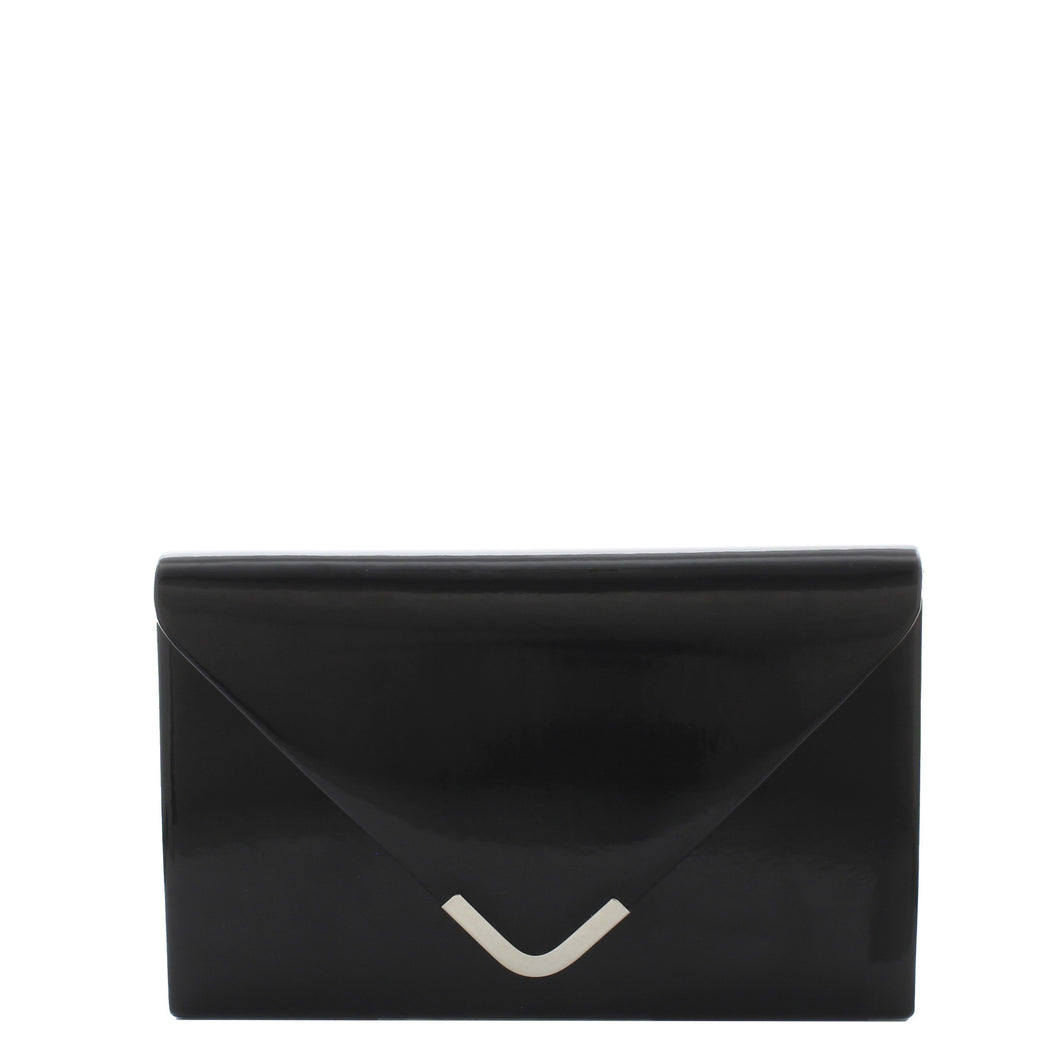 Gabee.com.au-Gabee-TATIANA PATENT ENVELOPE CLUTCH-BLACK-Clutch - 2