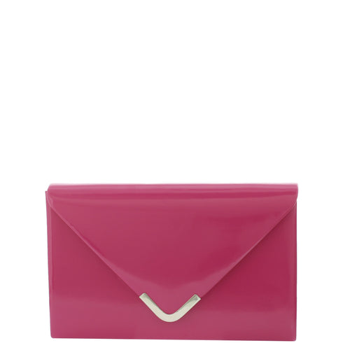 Gabee.com.au-Gabee-TATIANA PATENT ENVELOPE CLUTCH-FUSCHIA-Clutch - 1