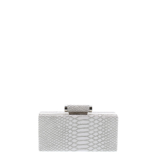 Gabee.com.au-Gabee-JUNE SNAKE BOX CLUTCH-WHITE-Clutch - 1