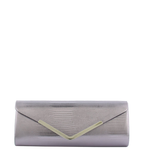 Gabee.com.au-Gabee-IRIS SNAKE CLUTCH-PEWTER-Clutch - 1