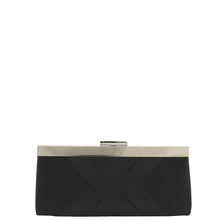 Load image into Gallery viewer, Gabee.com.au-Gabee-DELISSA SATIN CLUTCH METAL BAR ON TOP-BLACK-Clutch - 2
