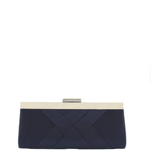 Load image into Gallery viewer, Gabee.com.au-Gabee-DELISSA SATIN CLUTCH METAL BAR ON TOP-NAVY-Clutch - 3
