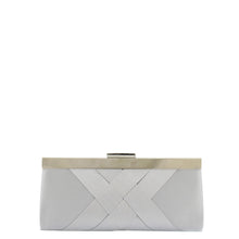 Load image into Gallery viewer, Gabee.com.au-Gabee-DELISSA SATIN CLUTCH METAL BAR ON TOP-SILVER-Clutch - 4
