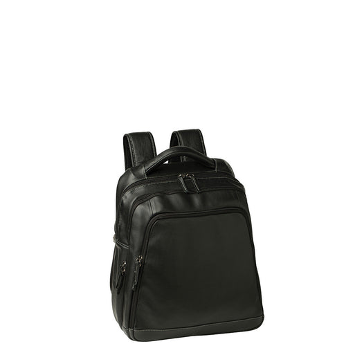 Gabee.com.au-Cobb & Co-MAREK RFID BLOCKING LEATHER LAPTOP BACKPACK-BLACK-Backpacks