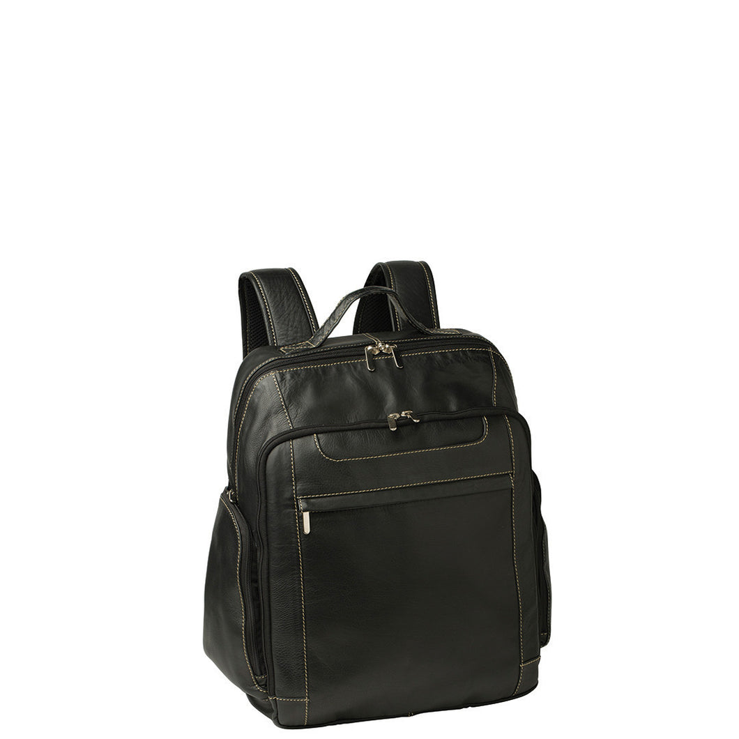 Gabee.com.au-Cobb & Co-JAC RFID BLOCKING LEATHER LAPTOP BACKPACK-BLACK-Backpacks