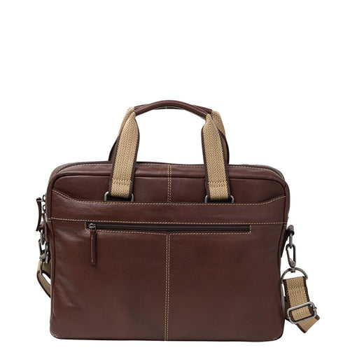 Gabee.com.au-Cobb & Co-HAYDEN RFID BLOCKING LEATHER BRIEFCASE-BROWN-Briefcase - 1