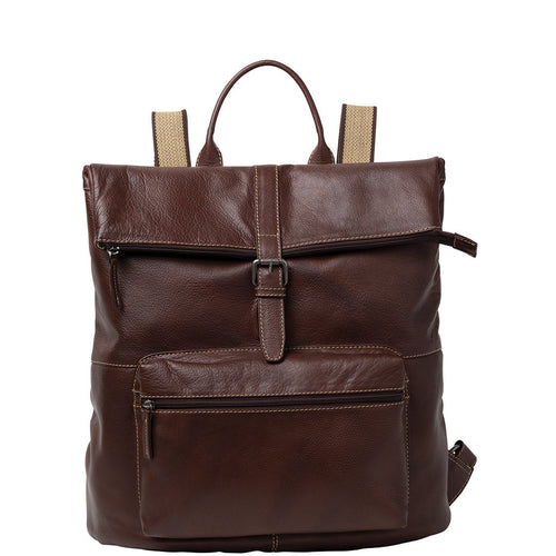 Gabee.com.au-Cobb & Co-RAFFERTY RFID BLOCKING BACKPACK-BROWN-Backpacks - 1