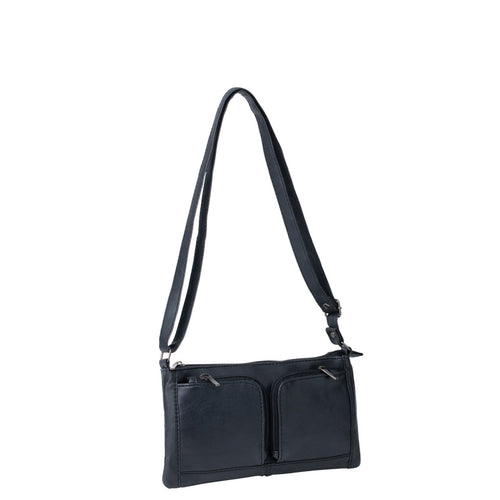 Gabee.com.au-Cobb & Co-SAM DOUBLE POCKET CROSSBODY-BLACK-Crossbody Bag