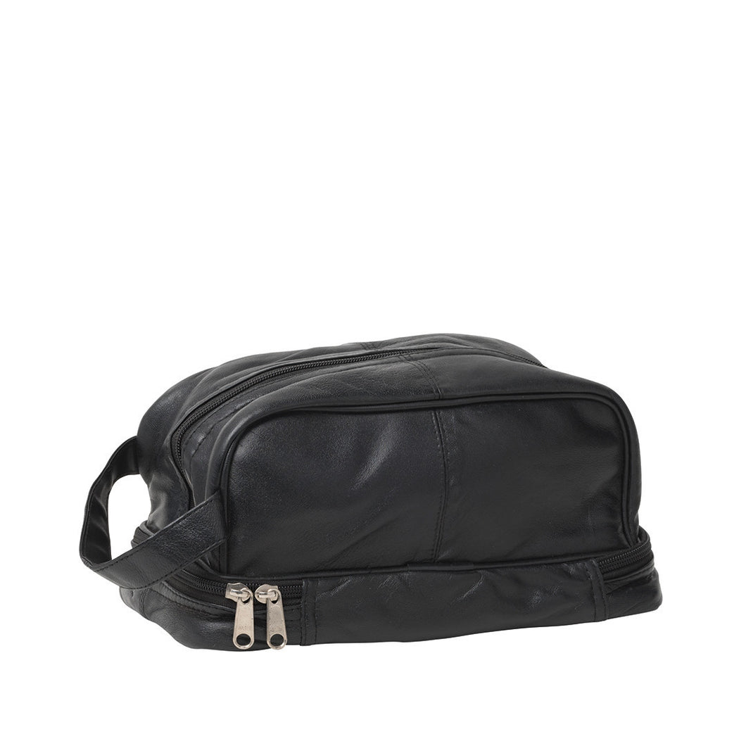 Gabee.com.au-Cobb & Co-MAYSON LEATHER TOILETRY KIT-BLACK-Cosmetic Bags