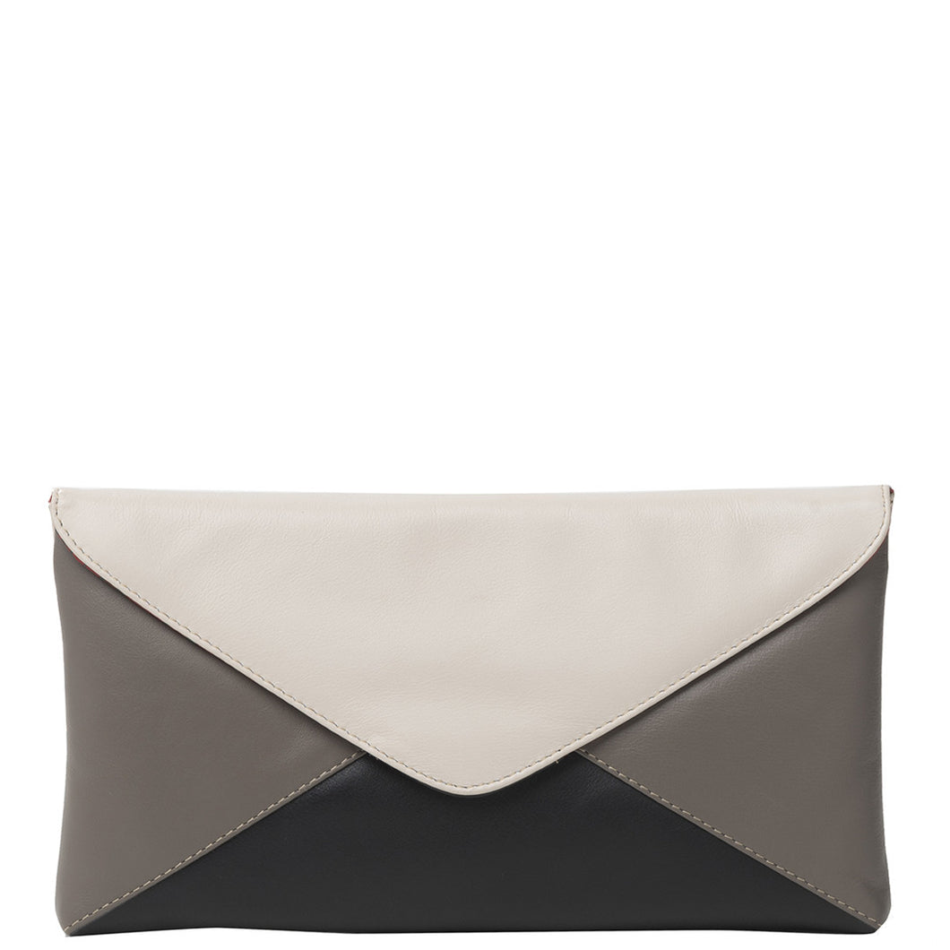 Gabee.com.au-Cobb & Co-MONOCHROME LEATHER ENVELOPE CLUTCH-MULTI COLOUR-Clutch