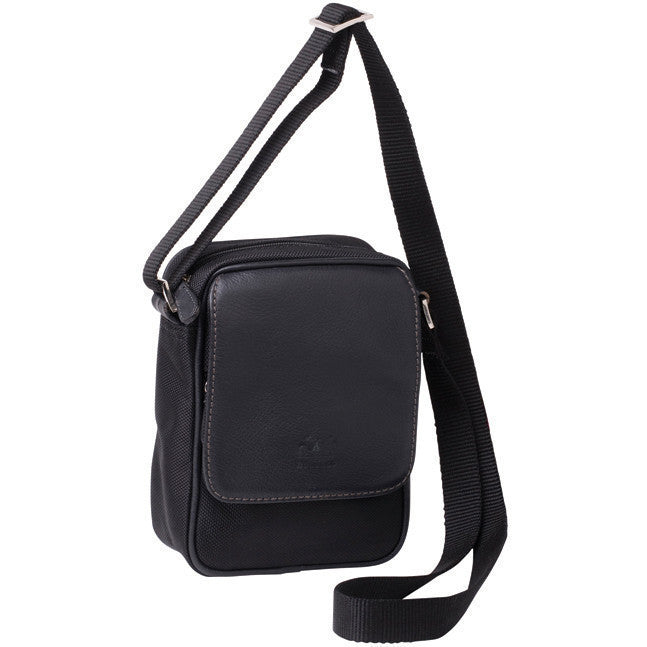 Gabee.com.au-Cobb & Co-HUDSON LEATHER AND CANVAS TRAVEL BAG-BLACK-Travel Bags - 2
