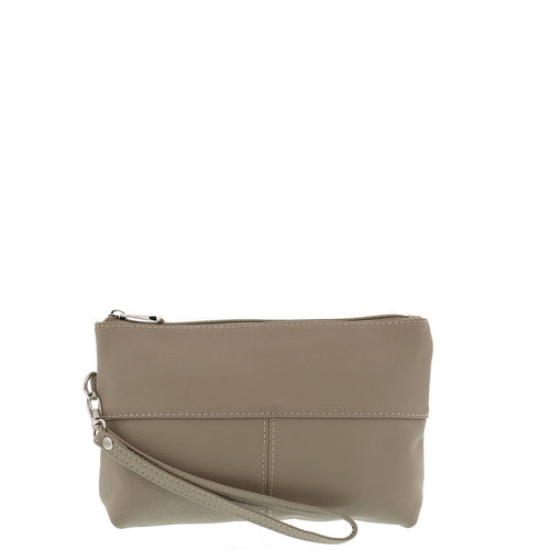 Gabee.com.au-Cobb & Co-MAPLE LEATHER WRISTLET CLUTCH-TAUPE-Clutch - 1