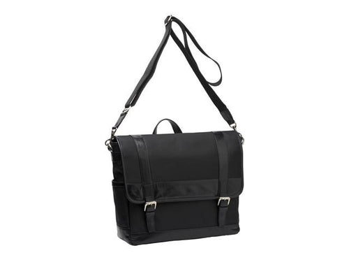 Gabee.com.au-Cobb & Co-HUDSON PEBBLED LEATHER AND CANVAS MESSENGER--Messenger Bag