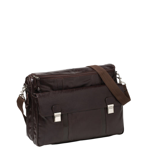 Gabee.com.au-Cobb & Co-RILEY WASHED LEATHER LAPTOP BAG-CHOCOLATE-Messenger Bag - 1