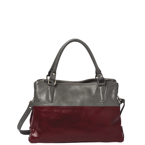 Gabee.com.au-Cobb & Co-LILY LEATHER 2 TONE HANDBAG-RED-Handbag - 1