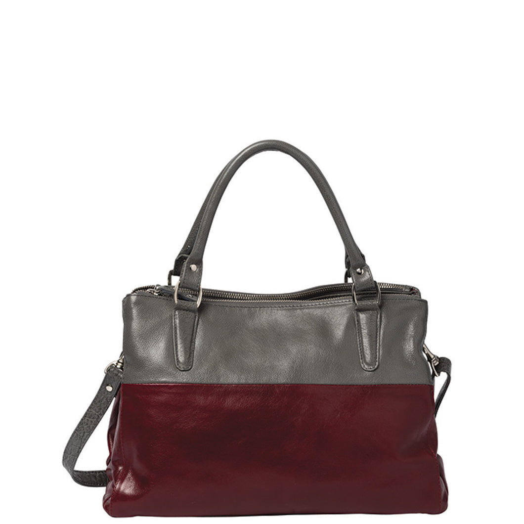 Gabee.com.au-Cobb & Co-LILY LEATHER 2 TONE HANDBAG-RED-Handbag - 1