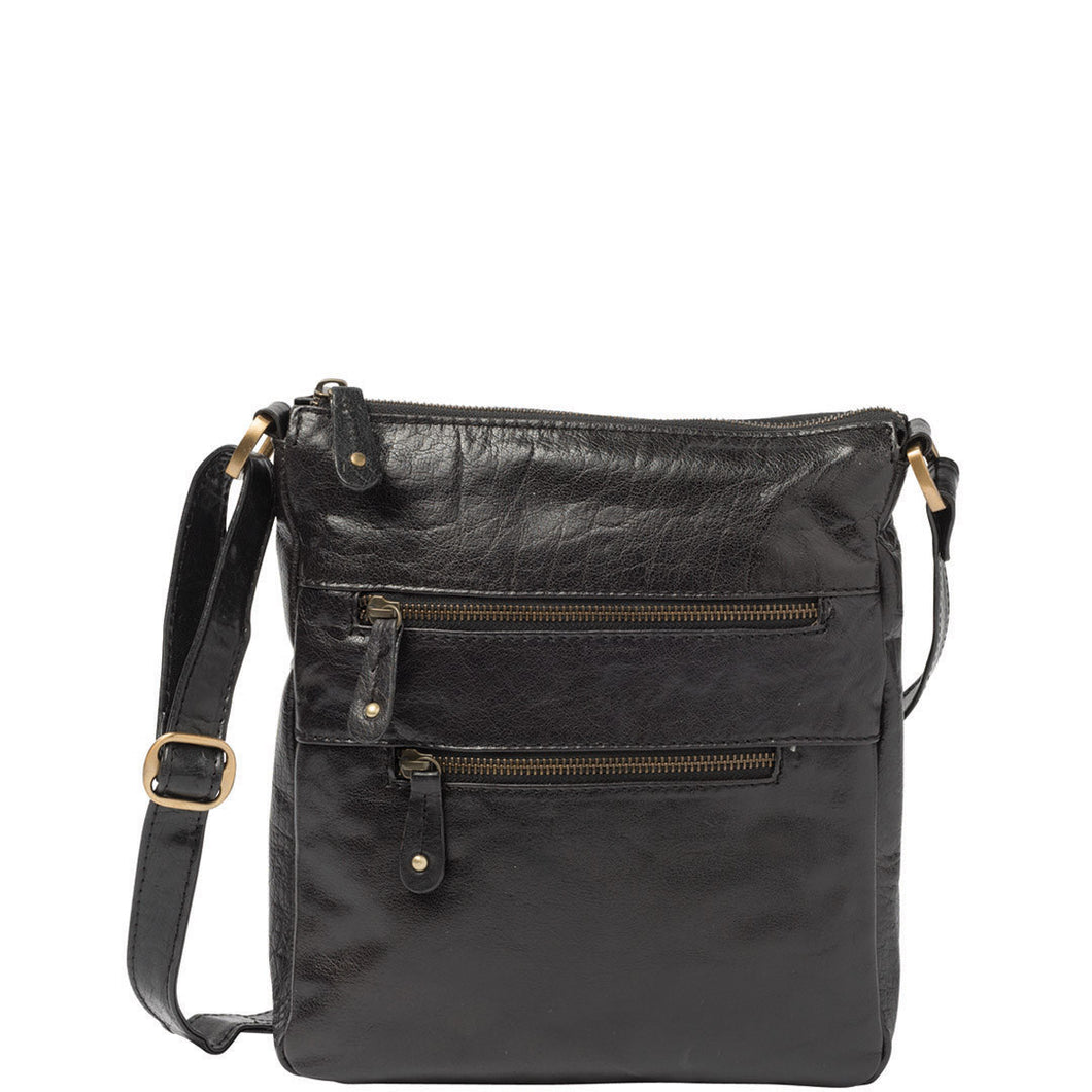 Gabee.com.au-Cobb & Co-MINI ZAK LEATHER MESSENGER BAG-BLACK-Messenger Bag - 1