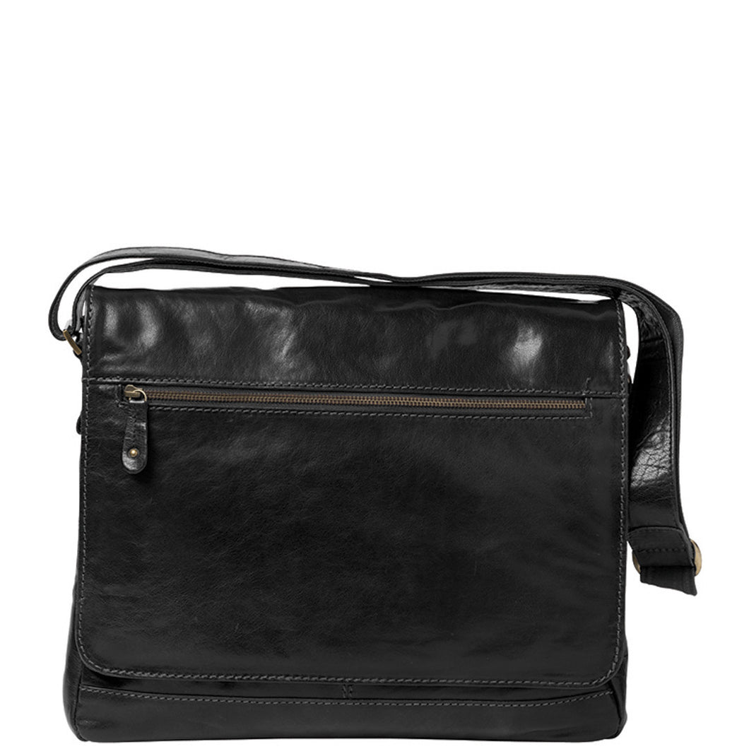 Gabee.com.au-Cobb & Co-DECLAN LEATHER LAPTOP BAG-BLACK-Messenger Bag - 2