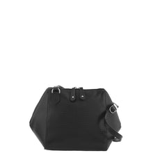 Load image into Gallery viewer, Gabee.com.au-Cobb &amp; Co-JENNA SNAKE EMBOSS LEATHER GEOMETRIC CROSSBODY BAG-BLACK-Crossbody Bag - 2
