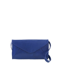 Load image into Gallery viewer, Gabee.com.au-Cobb &amp; Co-KEVA SNAKE EMBOSS LEATHER ENVELOPE CLUTCH-BLUE-Clutch - 1
