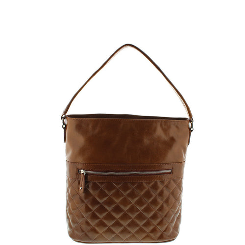 Gabee.com.au-Cobb & Co-SURI LEATHER QUILTED BUCKET BAG-CARAMEL-Tote - 1