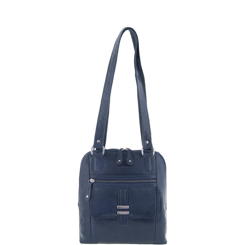 Gabee.com.au-Cobb & Co-HARPER LEATHER CONVERTIBLE SHOULDER BAG /BACKPACK-NAVY-Backpacks - 1