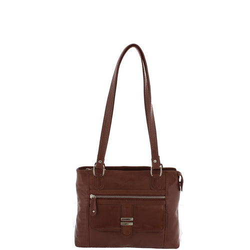 Gabee.com.au-Cobb & Co-SAHARA LEATHER 3 COMPARTMENT SHOULDER BAG-COGNAC-Shoulder Bag - 1